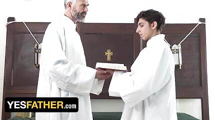 Kinky Priest Strips Altar Boy And Fills His Booty With Jizz 